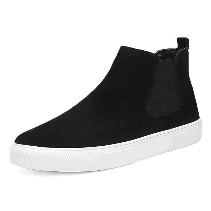 men&#39;s    leather boots black trend flats shoes boy chelsea boot spring autumn pl - £226.10 GBP