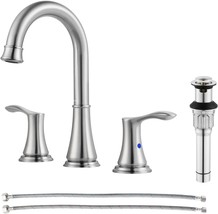 Brushed Nickel Parlos Widespread Double Handles Bathroom Faucet, Demeter... - $61.94