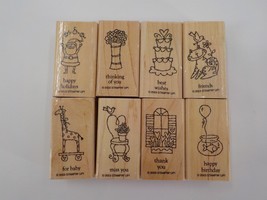 Stampin' Up Set Of 8 "Little Hellos" Stamps Best Wishes Happy Birthday Miss U Ty - $19.99
