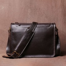 Genuine Leather Vintage Men&#39;s Shoulder Bag Casual Menssenger Fashion Tre... - £94.24 GBP