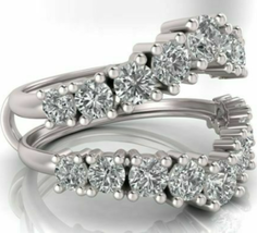 2.81CT Rotondo Diamanti Finti 14K Placcato Oro Bianco Avvolgere Matrimonio Ring - £88.43 GBP