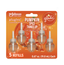 Glade PlugIns Refill Oil, Pumpkin Spice Things Up, Pack of 5,(.67 Fl. Oz/Bottle) - £23.14 GBP