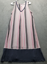 Secret Treasures Sleepwear Dress Women&#39;s L Multi Striped Wide Strap Spli... - $13.89