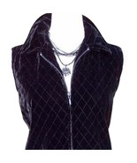 CHICO&#39;S Chicos Design Black Velvet Vest Top Lightly Quilted Front Zip NW... - $64.55 CAD