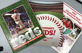 Three 1970, 1981 and 1987 Cincinnati Reds Baseball Official Yearbook Program - £27.14 GBP