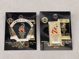 Olympic Games Atlanta 1996 Two Vintage Pins NOS Summer of Gold Day 1 Torch - £19.59 GBP