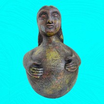 Vtg Peruvian Folk Art Pottery Figurine Chulucanas 10” Black Multicolor Overwash - £54.83 GBP