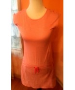 NWOT VINCE Cotton Blend Coral &amp; White Striped Sleeveless Leisure Dress SZ L - £46.00 GBP