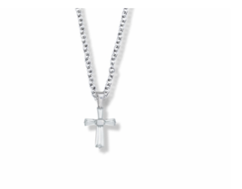 Sterling Silver Glass Crystal April Diamond Birthstone Cross Necklace &amp; Chain - £48.70 GBP