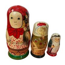 Lot 3 Vintage Little Red Riding Hood Russian Nesting Dolls Authentic Models - £27.75 GBP