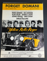 Forget Domani -Yellow Rolls Royce Ingrid Bergman Rex Harrison Sheet Music 1965 - £9.87 GBP