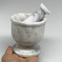 2.22 lbs, 3.9&quot;x3.8&quot;, Natural Marble Crystal Pestle and Mortar Handmade, ... - £93.44 GBP