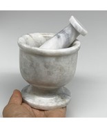 2.22 lbs, 3.9&quot;x3.8&quot;, Natural Marble Crystal Pestle and Mortar Handmade, ... - £92.78 GBP