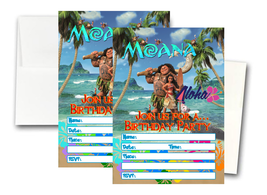 12 Moana Birthday Invitation Cards (12 White Envelops Included) #1 - £15.76 GBP