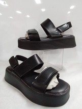 Ready Salted Strap Black Chunky Platform Open Toe Shoes Size 9| Tp09 - £13.28 GBP