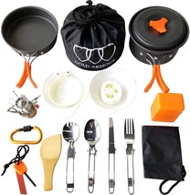 The Gold Armour 17 Pcs\. Camping Cookware Mess Kit Backpacking Hiking Outdoors - £32.73 GBP