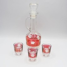 Italian Ruby Flash Decanter Cordial Shot Glasses MCM decanter glasses Barware - £113.68 GBP