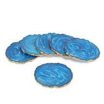 Resin Tea Coaster Set of 6 Unique round Coaster For Coffee, Tea, Dining Costers - £22.93 GBP
