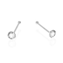 Shimmering Cubic Zirconia on Sterling Silver Stud Nose Jewelry - £6.25 GBP