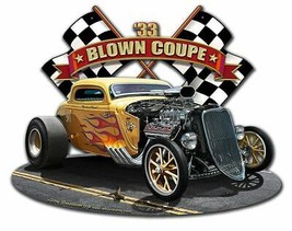 1933 Blown Coupe Yellow Flamed Hot Rod Plasma Cut Metal Sign - £31.86 GBP