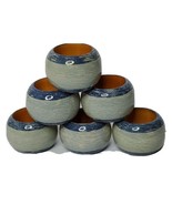 Napkin Ring Holder Wood Green Blue 2.25&quot; Round 1.5&quot; Center Set of 6 - $17.18