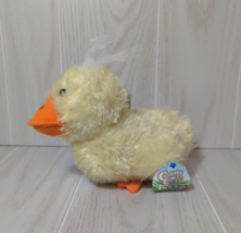 Proud Toy Cuddly Cousins Plush yellow duck orange feet with tag white hair tuft - $9.89
