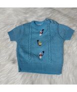 Baby Blue Knit Sweater Short Sleeve Duck Applique 6-9 Months Boys Girls - $550.78 MXN