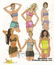 Misses 2 Piece Bathing Swimsuit Cover Up Skirt Tube Bikini Sew Pattern 8-12 - £9.73 GBP