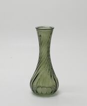 Green Smoke Colored Glass Genie Bottle / Bud Vase Height = 6 in - $14.84