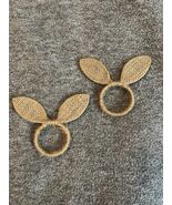 Set Of 16 Easter BUNNY EARS Napkin Rings Burlap Fabric Natural Jute Tan ... - €20,43 EUR