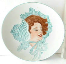 Collectible Porcelain Plate Lady In Bonnet Beautiful Redhead Signed Ceramic - £13.17 GBP