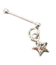 Star Nose Stud Cz Crystal Ring Tiny 22g (0.6mm) 925 Sterling Silver Ball End Pin - £4.89 GBP