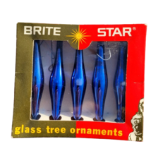 BRITE STAR Glass Christmas Ornaments Miniature in Box Set of 5 Vintage Holiday - £22.06 GBP