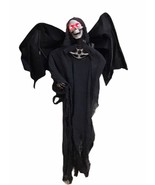 Halloween Hanging Skeleton Reaper Screaming Laughing Light Up Red Eyes M... - $32.39