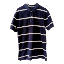 Tommy Hilfiger Mens Navy  White Striped Polo Short Sleeved Shirt with  Logo XL - £16.65 GBP