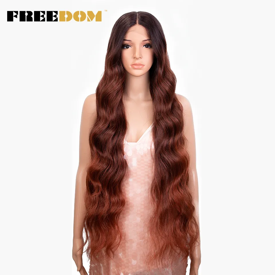 FREEDOM Synthetic Lace Front Wig 36 inch Body Wave Wigs For Women Ombre ... - £43.17 GBP