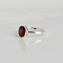 Natural Garnet Oval Gemstone 925 Sterling Silver Stackable Ring Women Je... - $9.90+