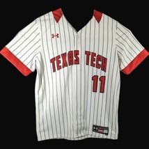 Texas Tech Red Raiders Striped Baseball Jersey Under Armour White Pinstripe #11 - £117.27 GBP