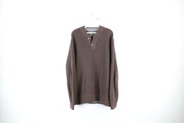 Vintage Eddie Bauer Mens Medium Faded Ribbed Knit Pullover Henley Sweater Brown - £38.72 GBP