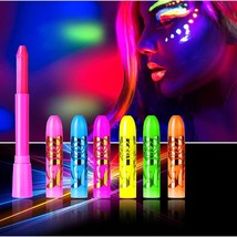 Glow In The Black Light Face Paint Crayons Kit, Uv Black Light Makeup Neon Face  - £11.71 GBP