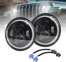 7 Inch LED Headlights Round White Angel Eyes DRL Turn Signal Lights, H6024 LED - £68.19 GBP