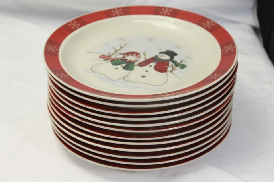 Royal Seasons Snowmen Christmas Dinner Plates 10-1/4" Lot of 12  Xmas Item image 7