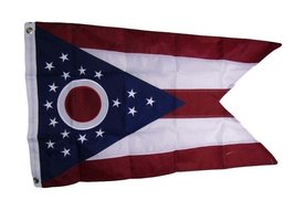 AES 2x3 Embroidered State of Ohio OH 210D Sewn Nylon Flag 2&#39;x3&#39; 2 Clips Premium  - £23.08 GBP
