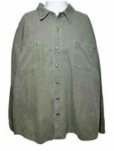 Carhartt Heavy duty shirt Men&#39;s 4X Green Missing Carhartt logo Front snap close - £24.20 GBP
