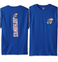 Kansas Jayhawks Champion Adult Mens Size M Short Sleeve T-Shirt Blue 2 Sided - £12.14 GBP