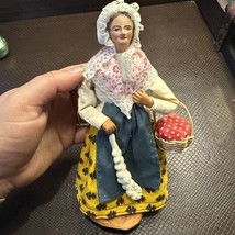 Vintage Handmade Santon Clay Doll Granny Core Cottage Core Folk Art Terr... - $19.99