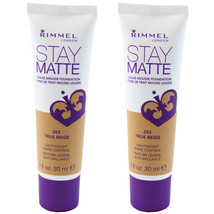(2 Pack) New Rimmel Stay Matte Liquid Mousse Foundation - 203 True Beige - £10.92 GBP