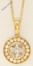 18K Yellow Gold Princess Round Circular Diamond Pendant Bezel(1.01 Ct H Vs) - £1,473.74 GBP