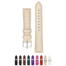 HIRSCH Louisianalook Leather Watch Strap - Alligator-embossed - Beige Band, Gold - $35.95