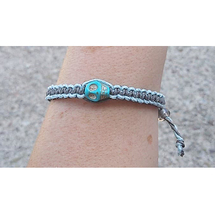 SALE Turquoise Skull  Adjustable Hemp  Bracelet  handmade jewelry  Stackable - £4.68 GBP